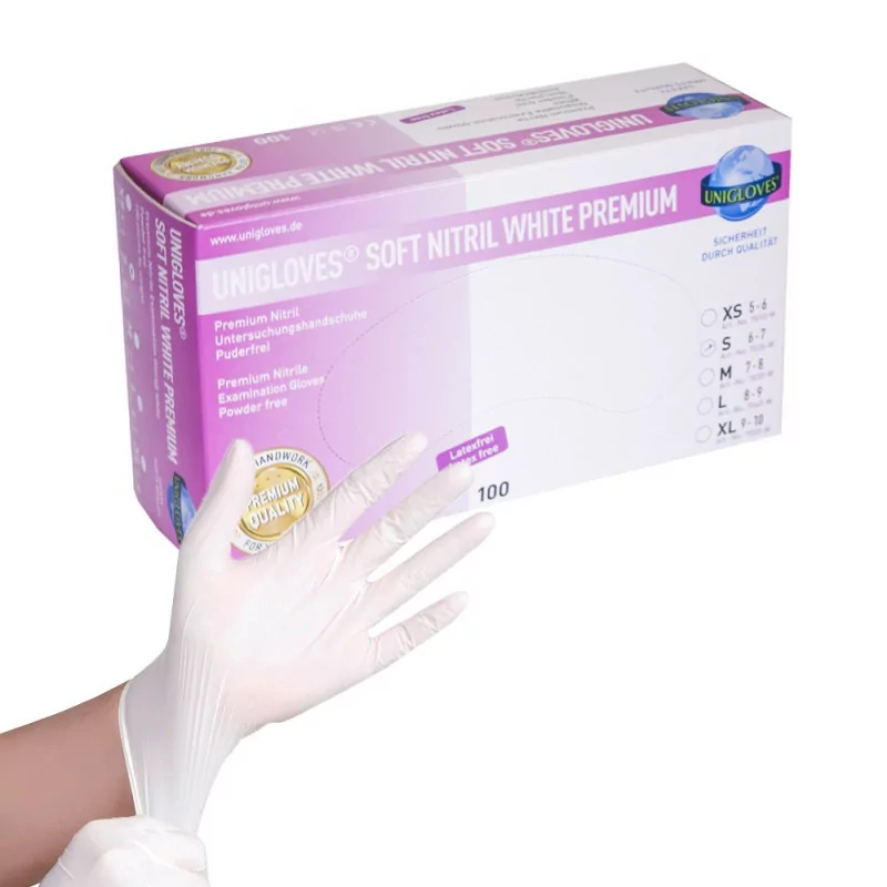UNIGLOVES SOFT NITRIL WHITE PREMIUM Handschuhe